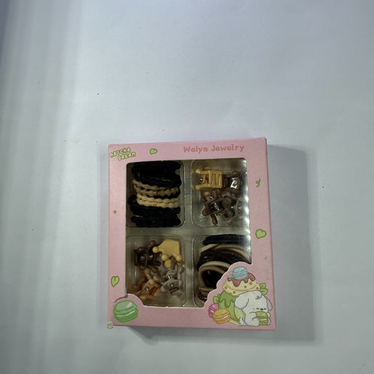 12pcs women solid casual hair tie &12pcs flower Design