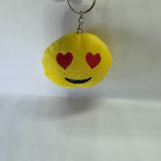 Cute heart emoji fluffy keychain