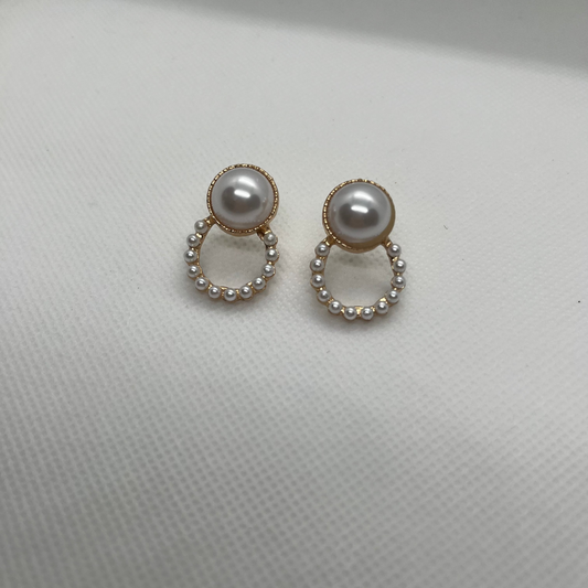 Fashion Gold Sterling Silver Over Gild Pearl Stud Earrings