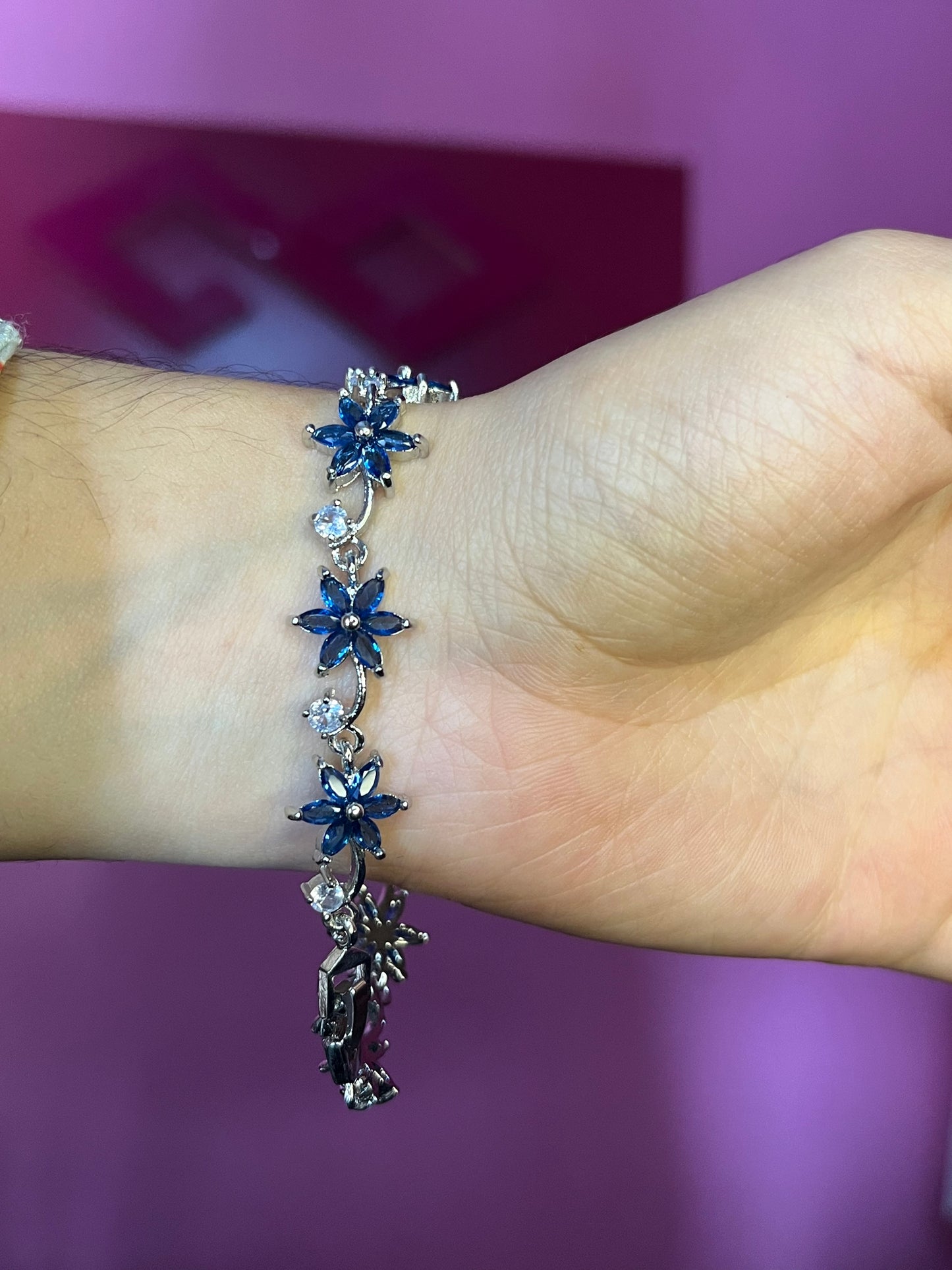 Blue Flower Silver Colour