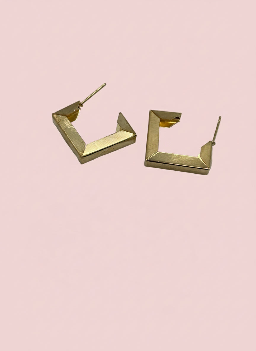 Modern Edge Gold Earrings