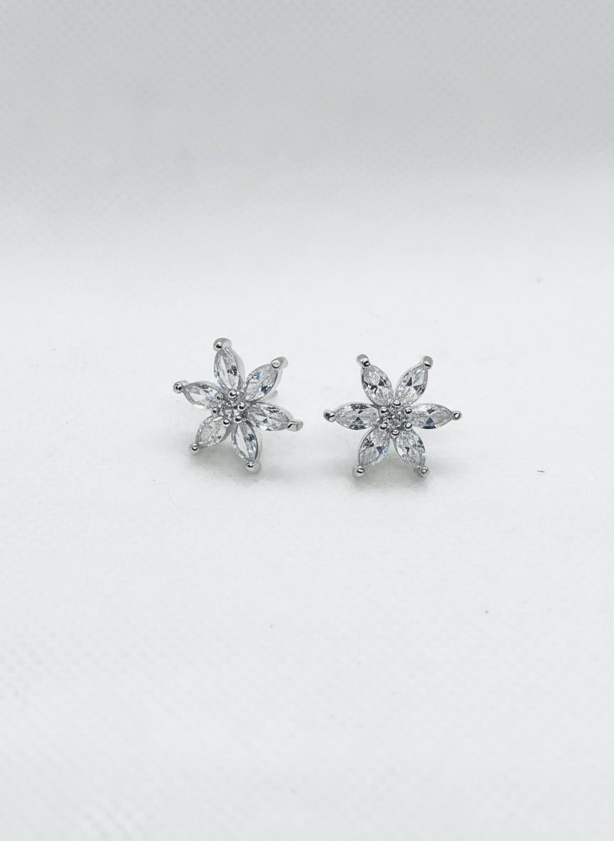 Blue And Silver flower stud earrings