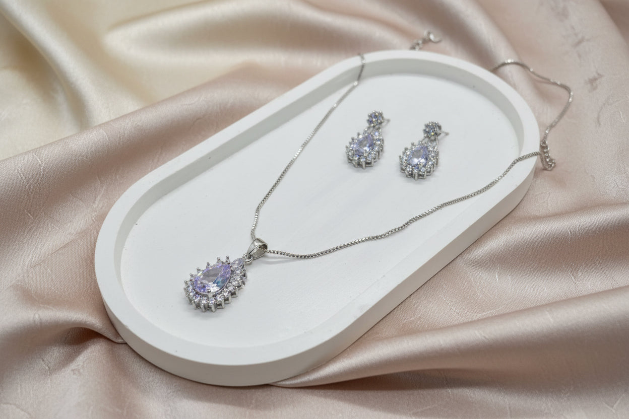 silver-plated necklace and earring set