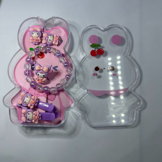 Pack of 4 hairpins, bracelet, ring, hair bands