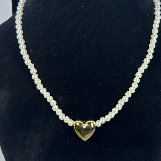 Vivienne Westwood Mini Heart Orb Silver Pearl Necklace Choker