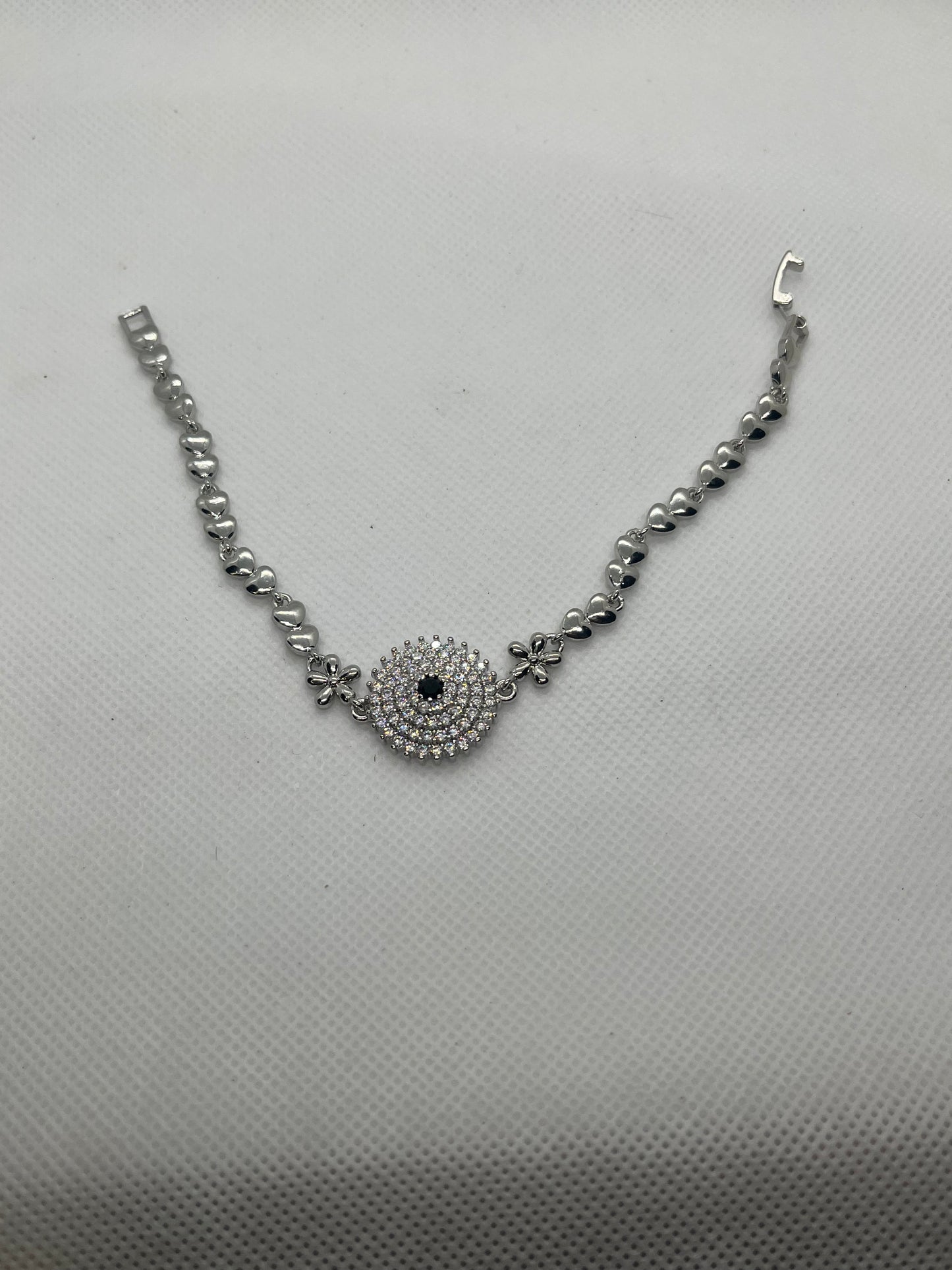 Silver Plated &Black Stone Bracelet