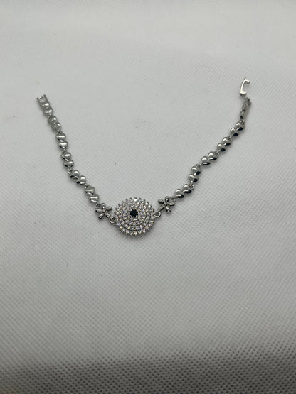 Silver Plated &Black Stone Bracelet