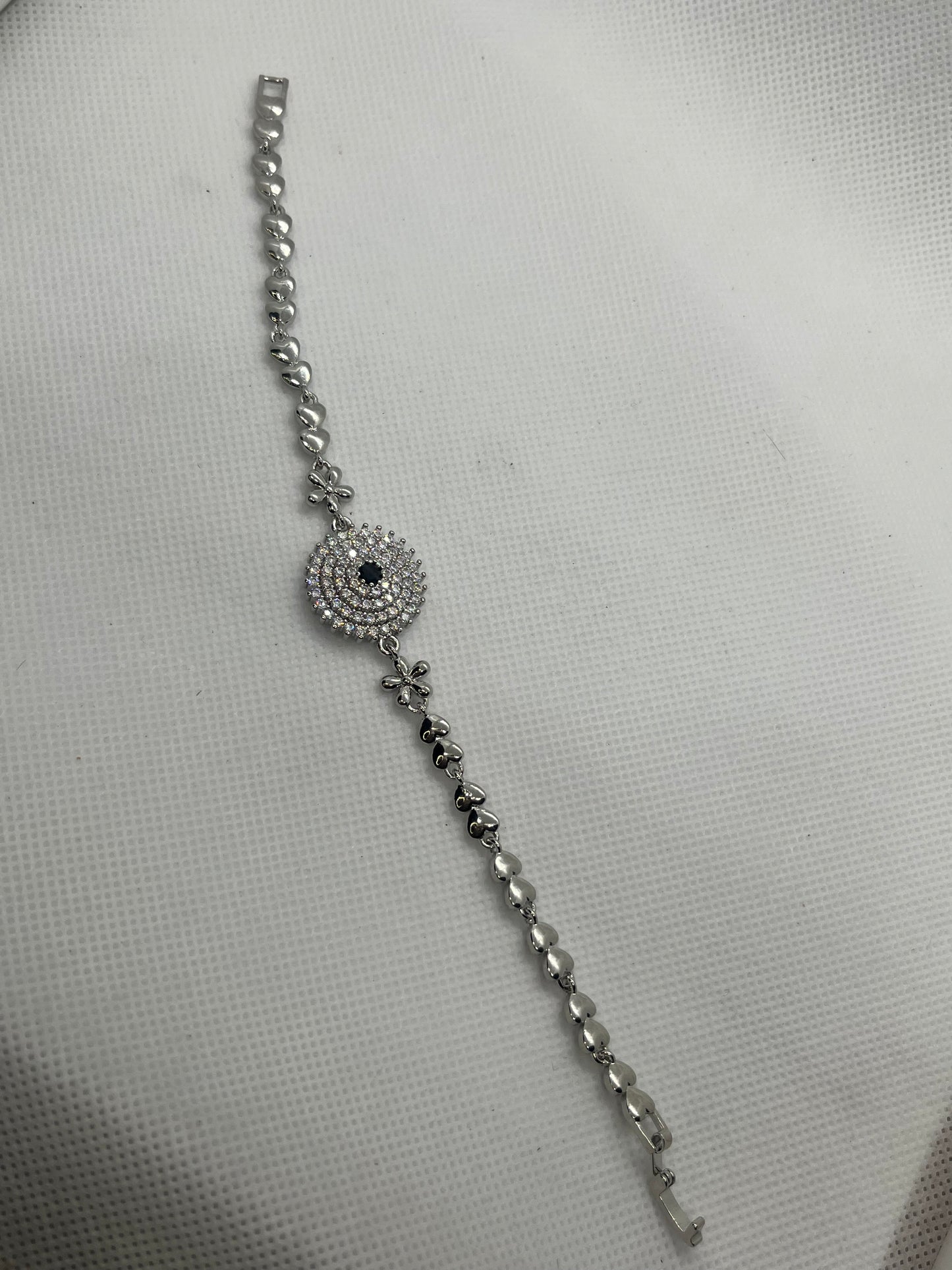 Silver Plated &Black Stone Bracelet