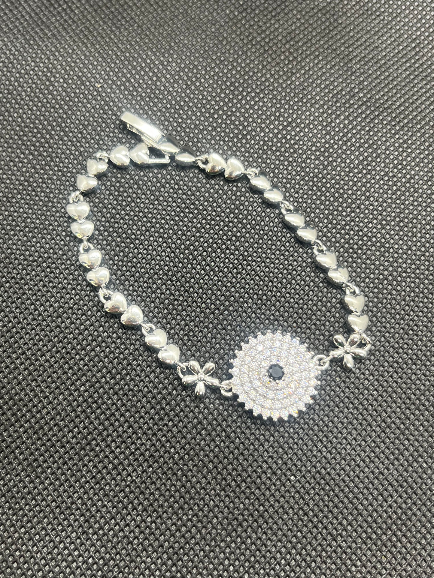 Silver Plated &Black Stone Bracelet