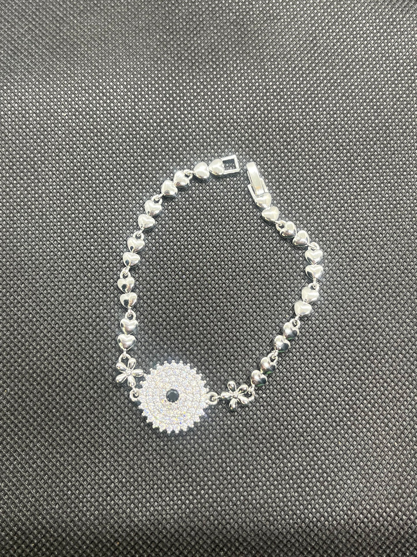 Silver Plated &Black Stone Bracelet