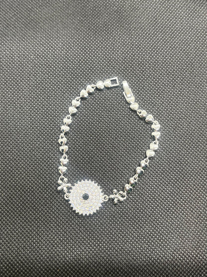 Silver Plated &Black Stone Bracelet