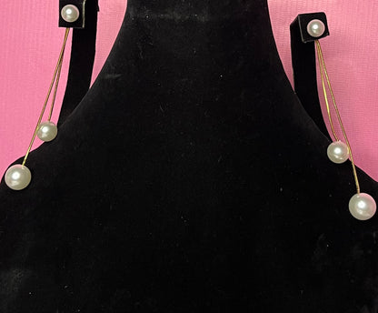 Gold Chain Pearl Drops  Earrings
