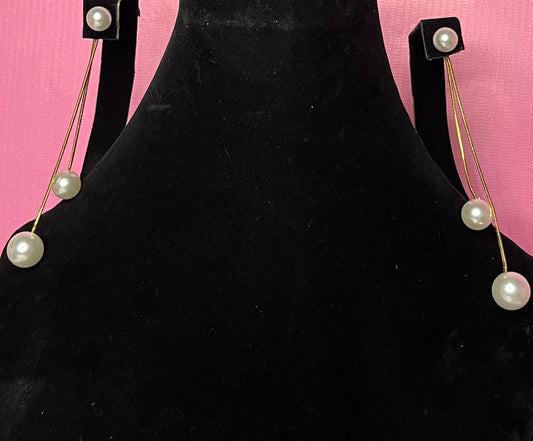 Gold Chain Pearl Drops  Earrings