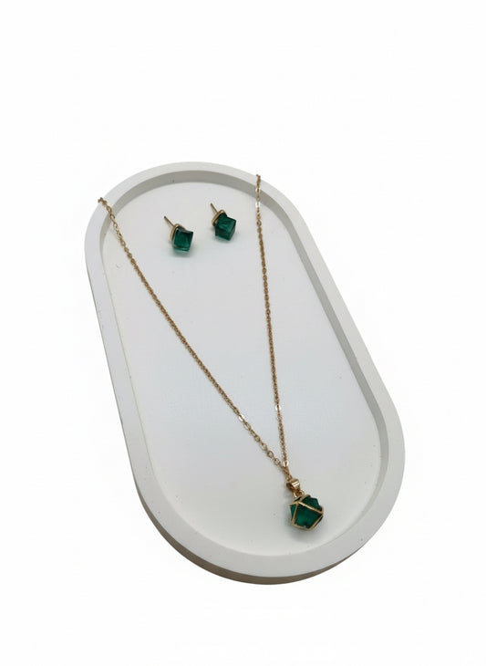 Rose Gold-Toned Necklace And Stud Earrings Set