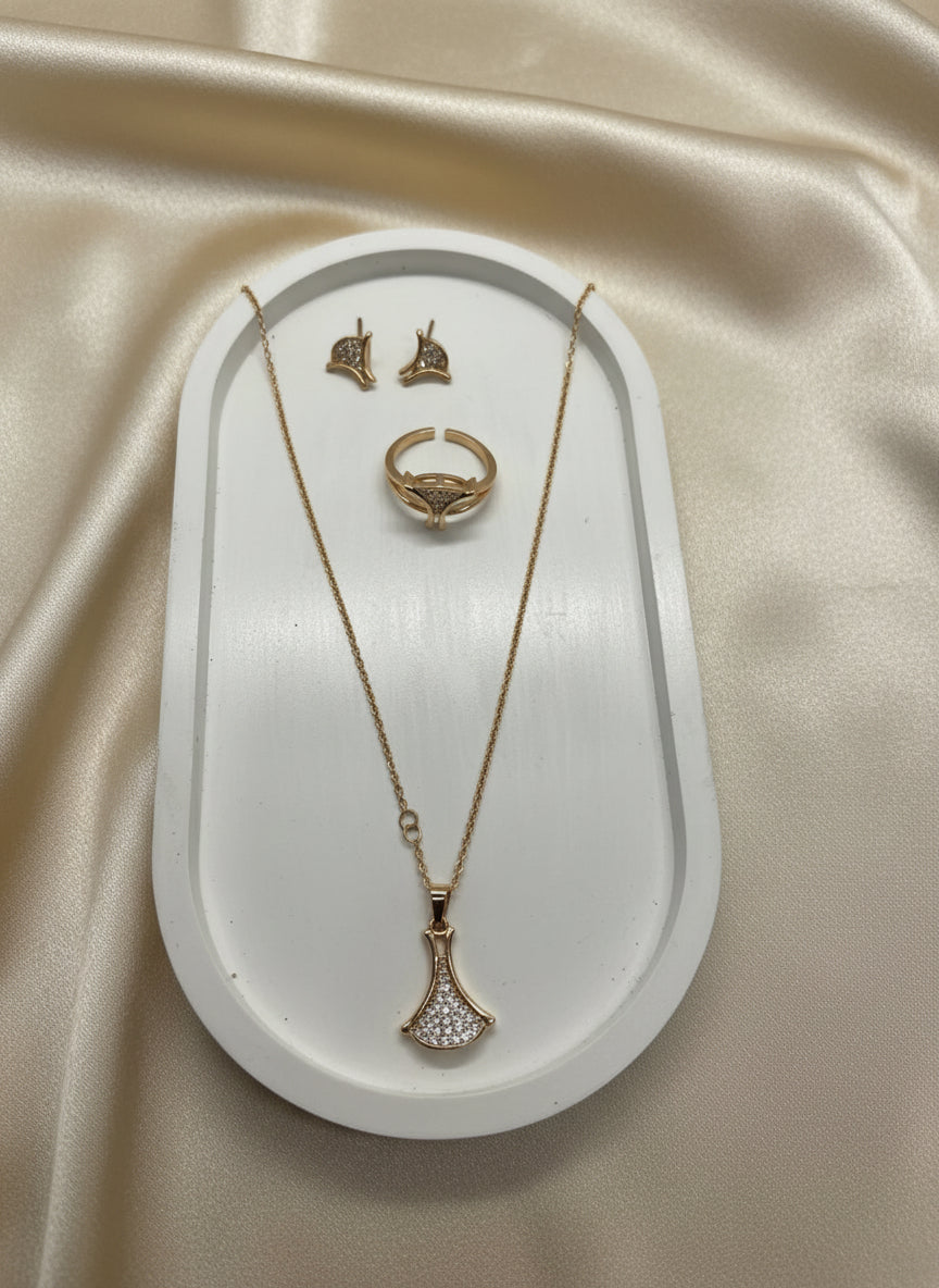 Gold-Plated Crystal Stones Necklace Set