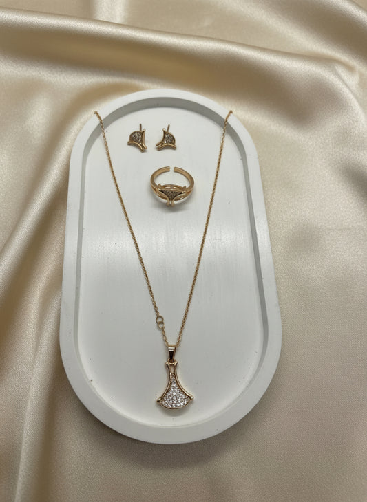 Gold-Plated Crystal Stones Necklace Set