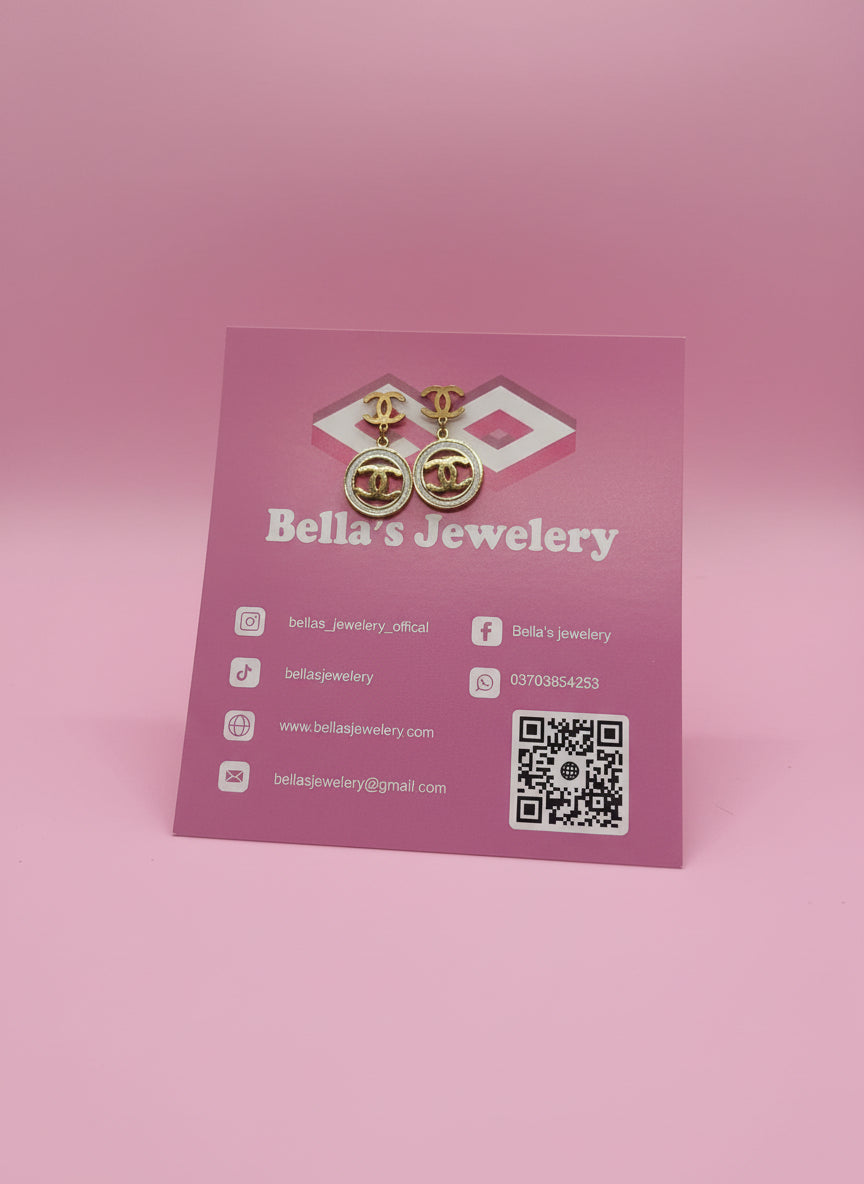 gold-toned Chanel logo drop earrings