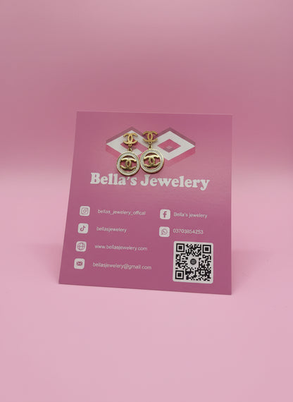 gold-toned Chanel logo drop earrings