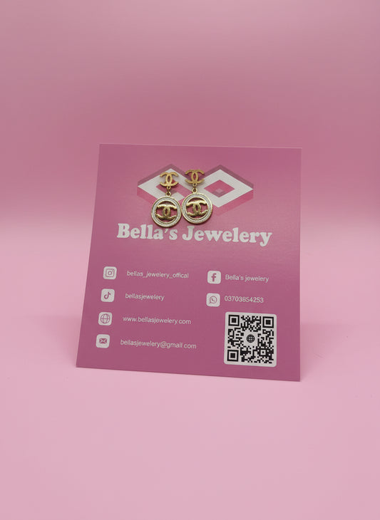 gold-toned Chanel logo drop earrings