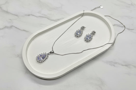 silver-plated necklace and earring set